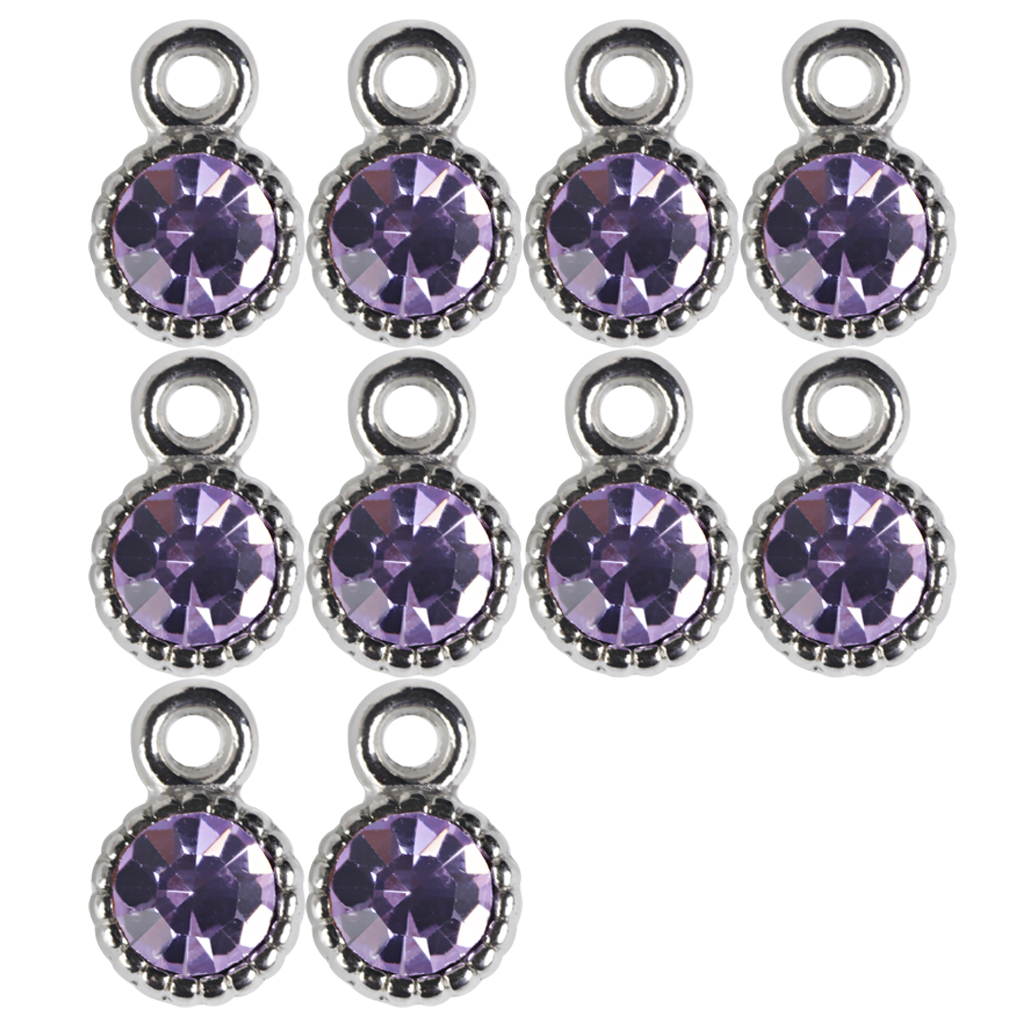 Alloy Diamante Crystal Jewelry Making Pendant Charms Findings 10Pcs Purple