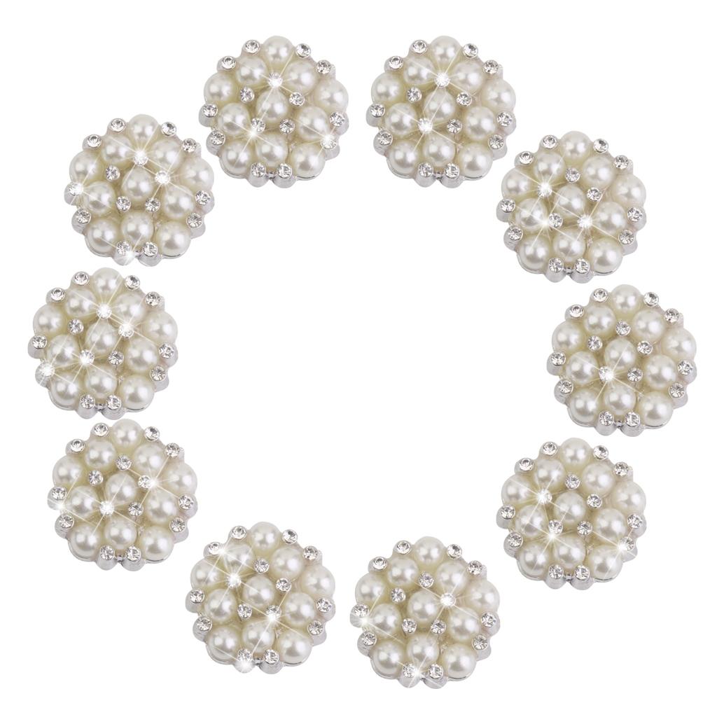 20pcs Crystal Rhinestone Pearl Flower Embellishments Button Flatback DIY Craft