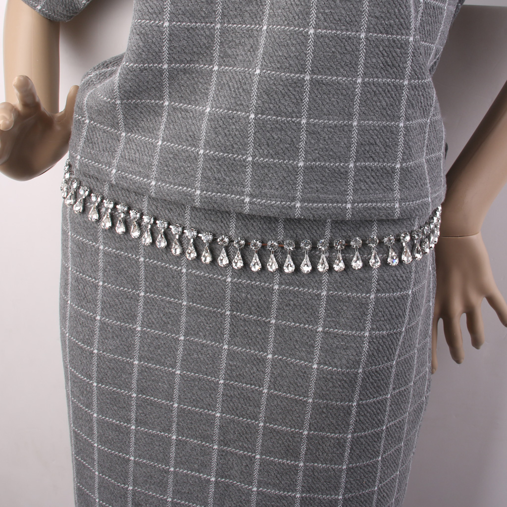 Teardrop Crystal Ladies Waist Chain Belt in Silver