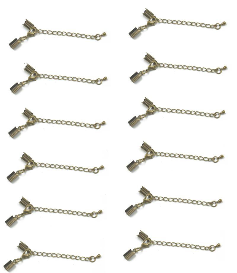 Clasp and Clip Ends Set with Extender Chain 12pcs Antique Bronze