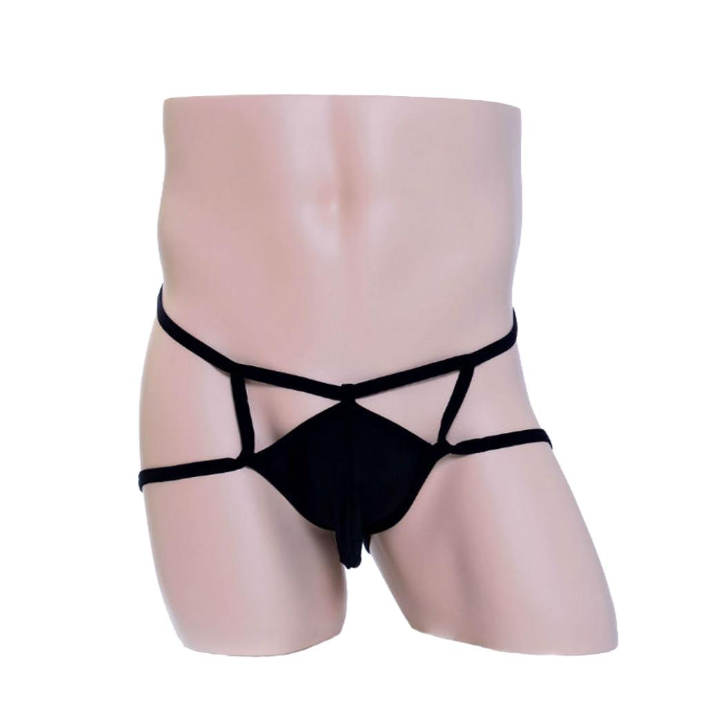 Fashion Sexy Men's Black Pouch Underwear Thongs