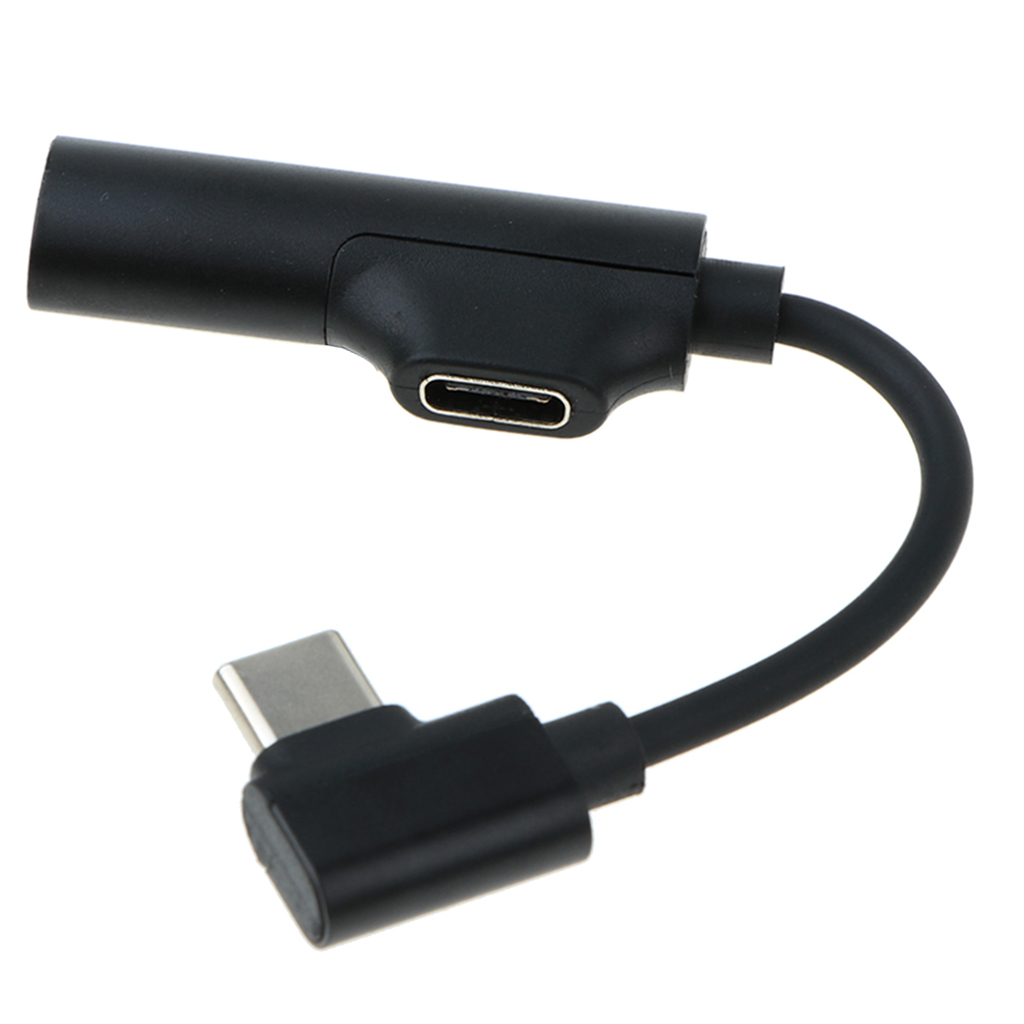 Audio and Charger Adaptor Headphone Jack Converter for Type-C Phones black