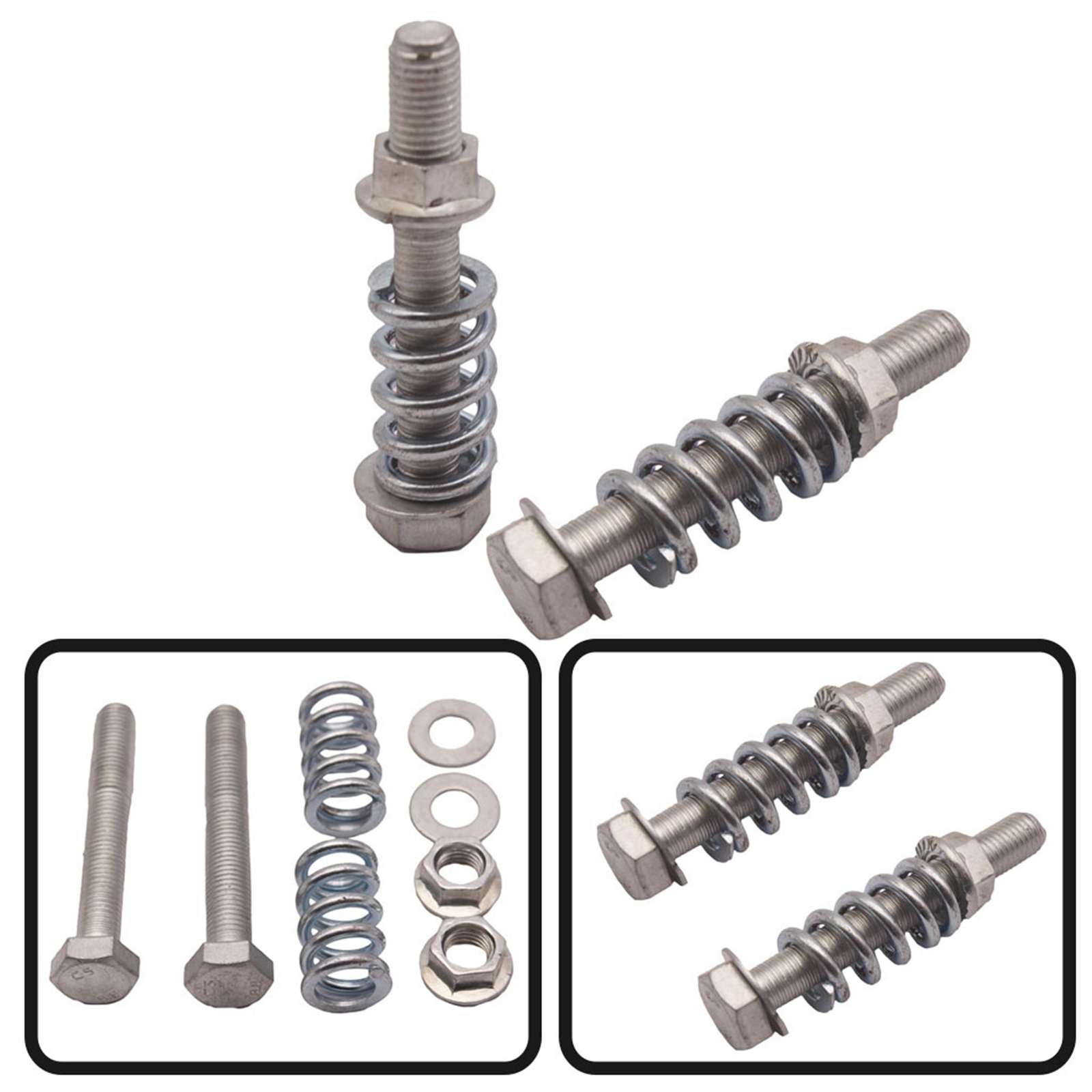 2x M10x1.5 Exhaust Bolt and Spring Hardware Set Repair Parts Professional