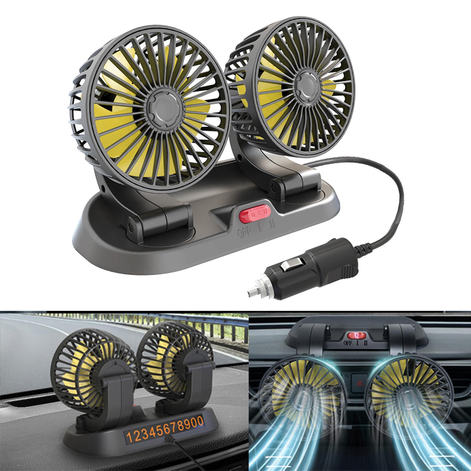 Dual Head Car Fan Quiet Air Circulator Five Fan Blades Fit for Car SUV 12V 