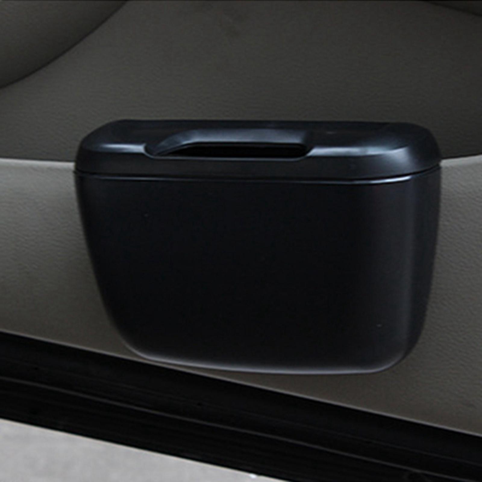 Car Trash Can with Lid Hanging Auto Waste Black