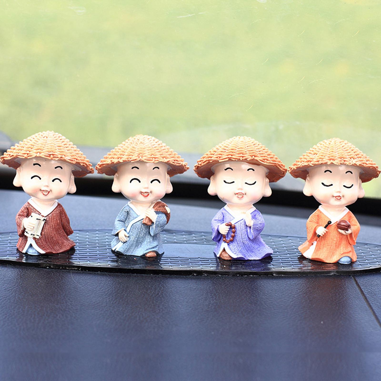 4Pieces Monks Figurine Craft Ornaments Buddha Lucky for Desktop Home