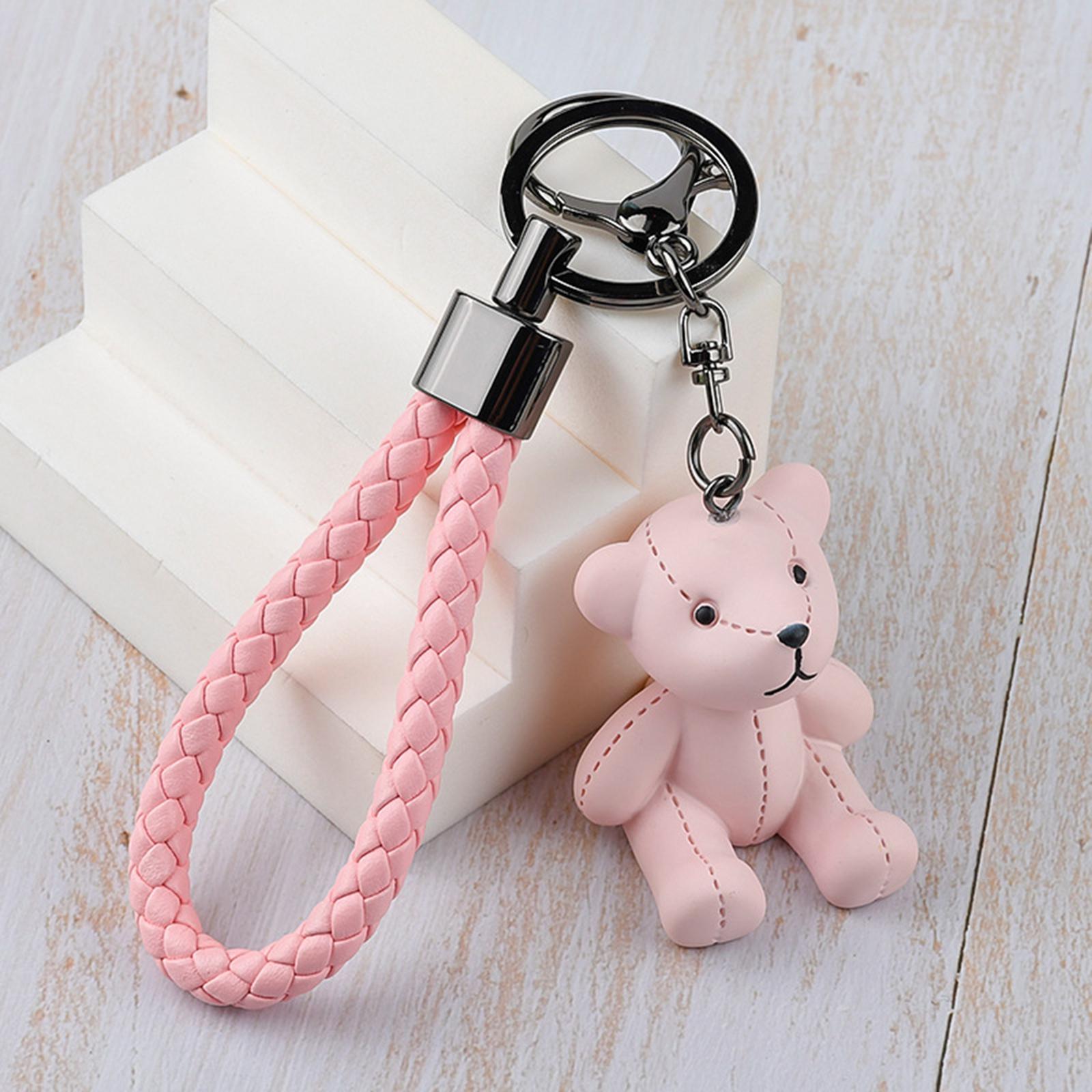 Bear Key Chain Pendant Resin Animal Pendant Creative Gift Car Bag Keychain Pink