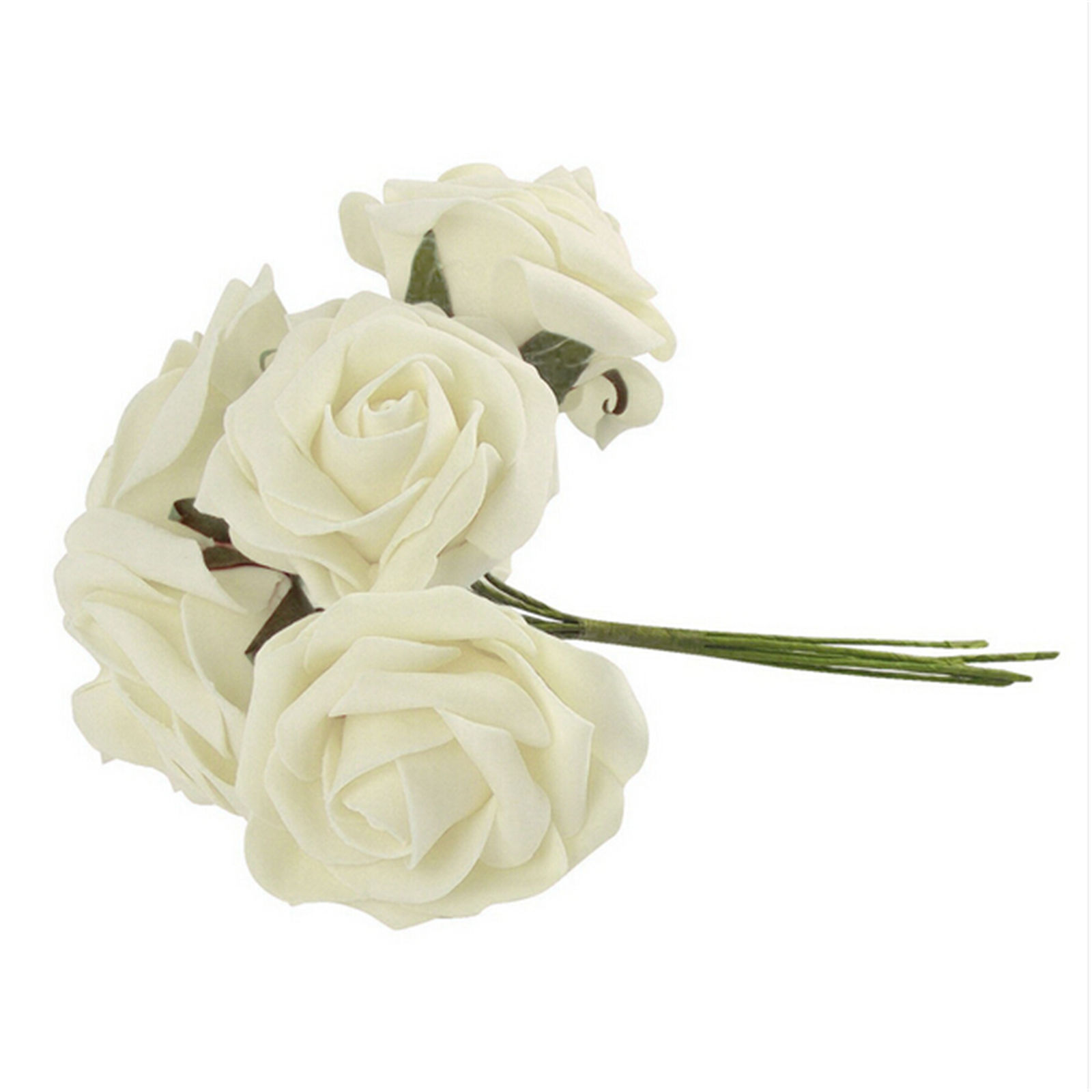 10x Foam Roses Heads Artificial Flower Bride Bouquet Party Home Decor Ivory