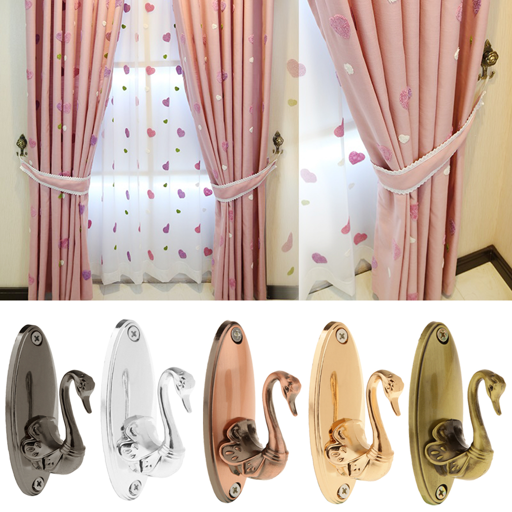 Magideal2pcs Vintage Swan Drapery Curtain Holdbacks Tieback Hook