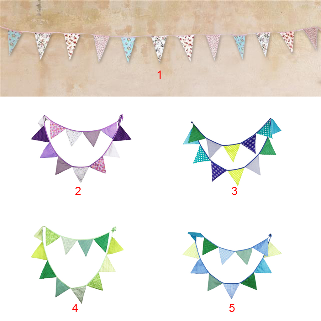 Cotton Rural Print Bunting Banner Flags Wedding Birthday Party Photo Prop #2