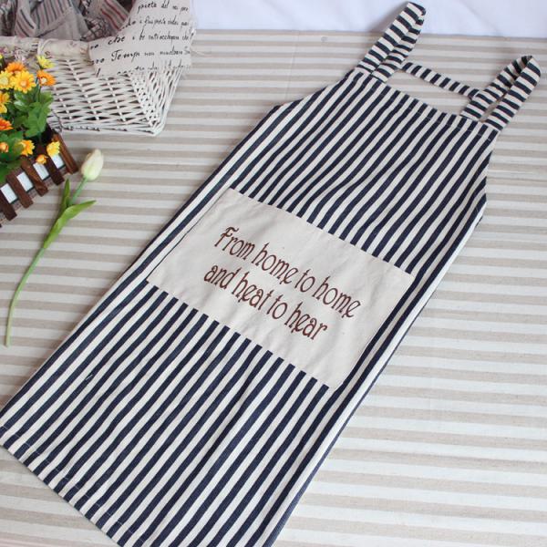 Mediterranean Cotton Cooking Chef Kitchen Restaurant Bib Stripe Apron Dress