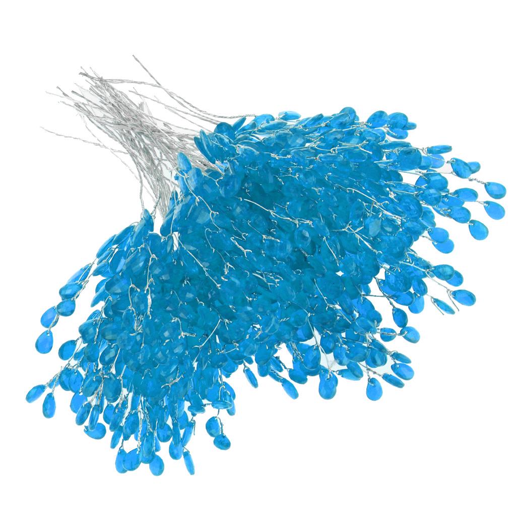 100pc Artificial Flower Bouquet with Crystal Acrylic Bead Drop