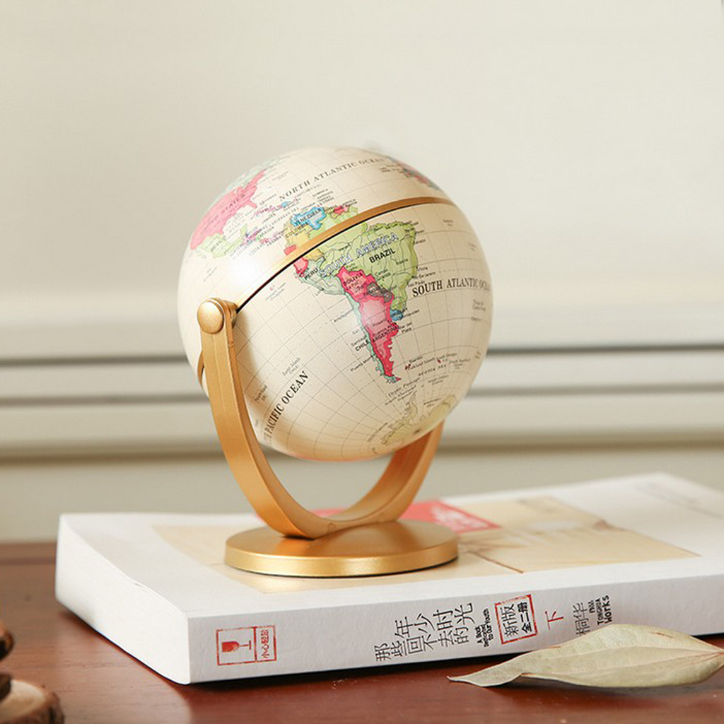 World Globe 10cm Desktop Earth Political Maps Deserts, Capitals, Continental, Regions Display, Educational Geography Political Historical Kids Toy