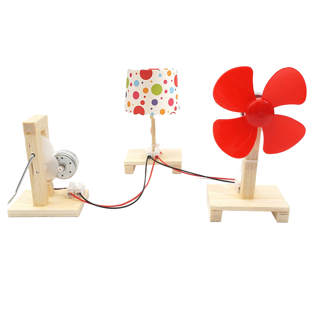 Hand Cranked Power Generator Wind Turbine Fan LED Lamp Alternator DIY Kits