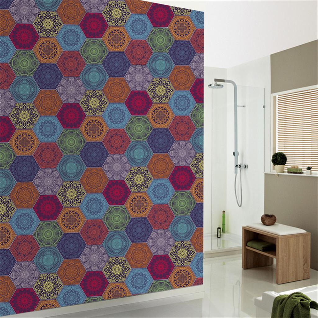 10xHexagonal Wall Floor Sticker Kitchen Bathroom Home Decor Non-Slip Style-8