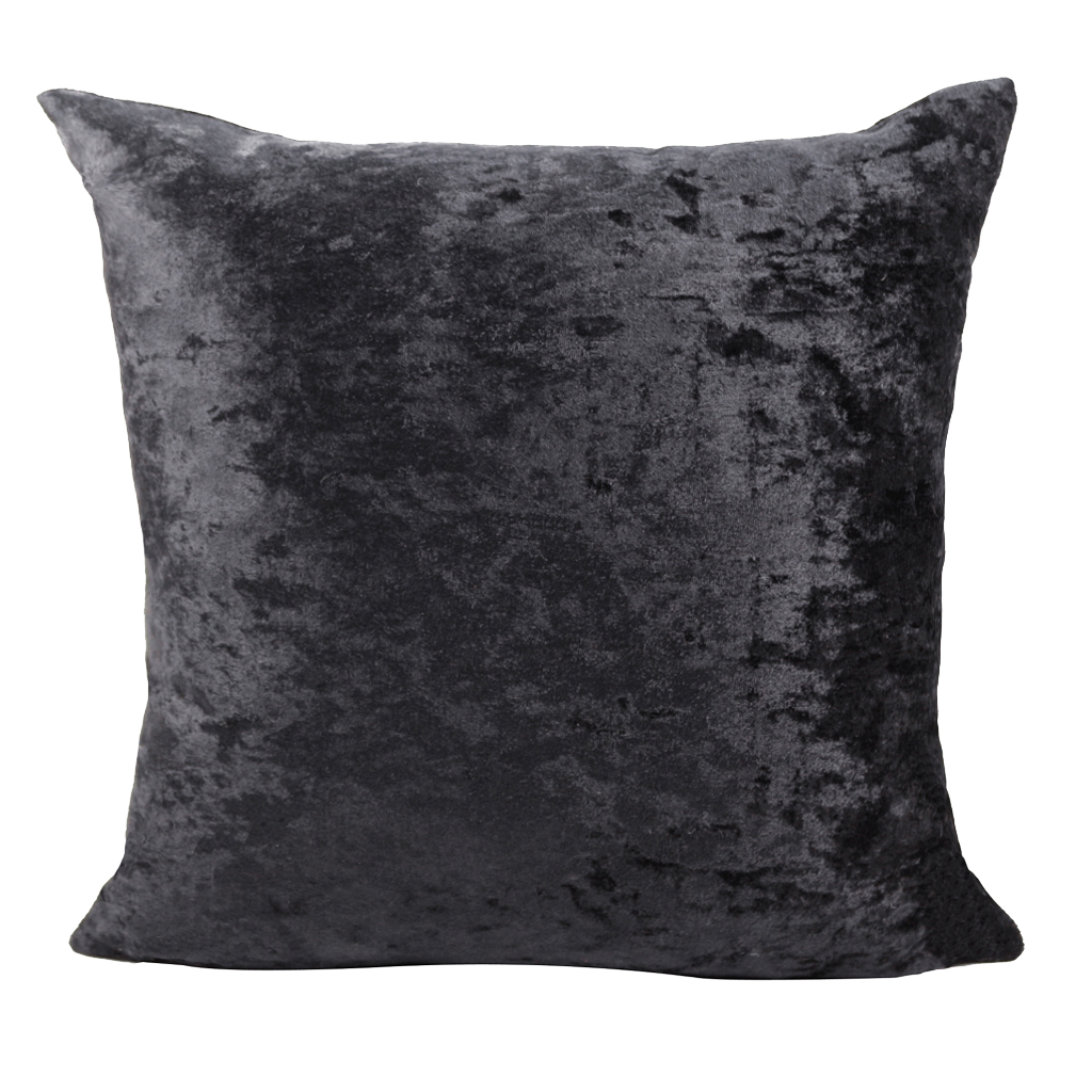 50x50cm Square Short Plush Velvet Throw Cushion Cover For Sofa Black