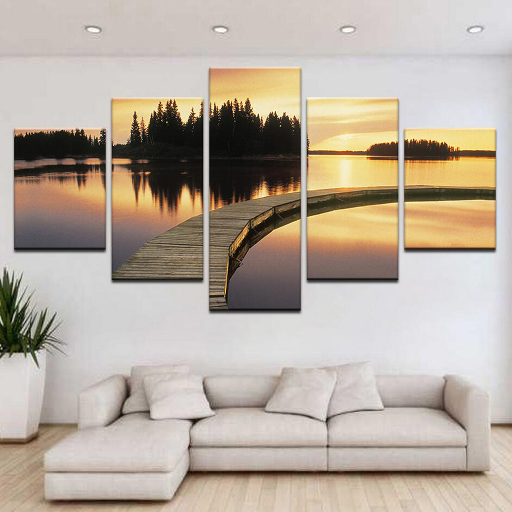 HD 5 Panels Modern Style Canvas Paintings Wall Art Decor for Home Sunset