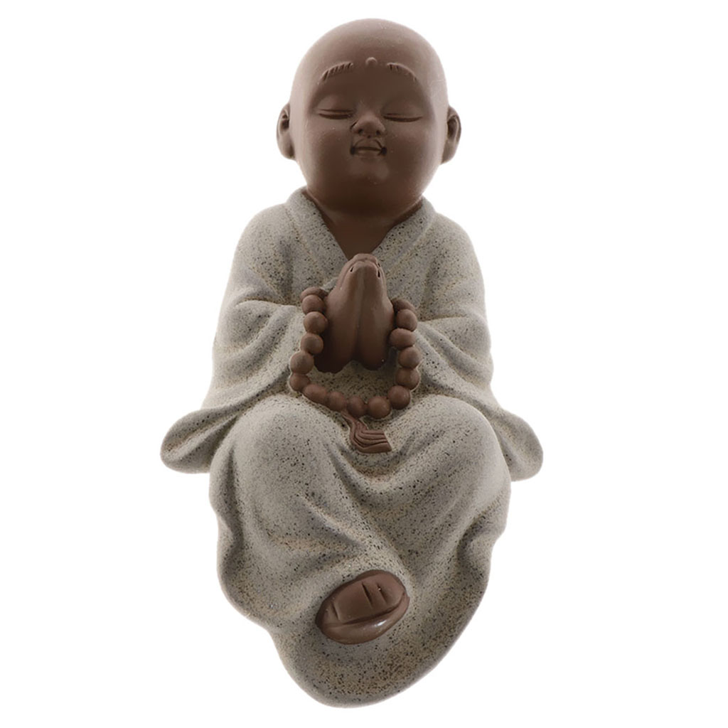 Ceramic Small Buddha Statue kung fu Monk Figurine Tea pet Ornament Style1