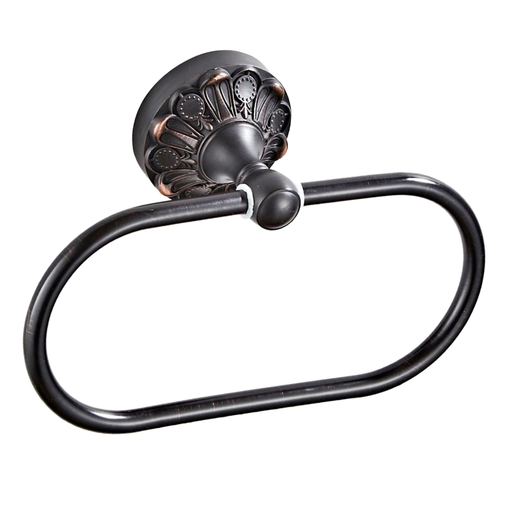 European Bronze Black Brass oval Towel Ring Wall-mounted Bathroom Accessory