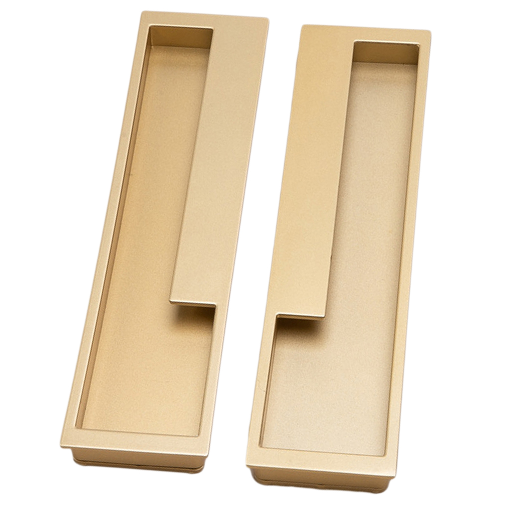 1 Pair Zinc Alloy Concealed Flip Handle Kitchen Cabinet Pull Sand gold