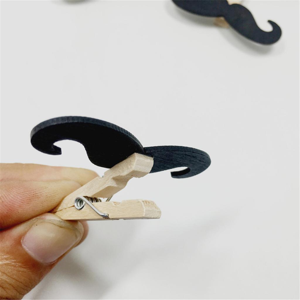 50pcs Mini Wooden Clip Clothes Pins Novelty Moustache Design