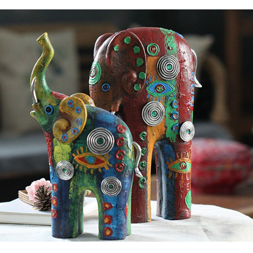 Resin Elephant Decoration Southeast Asia Home Decorations Art Crafts S Green