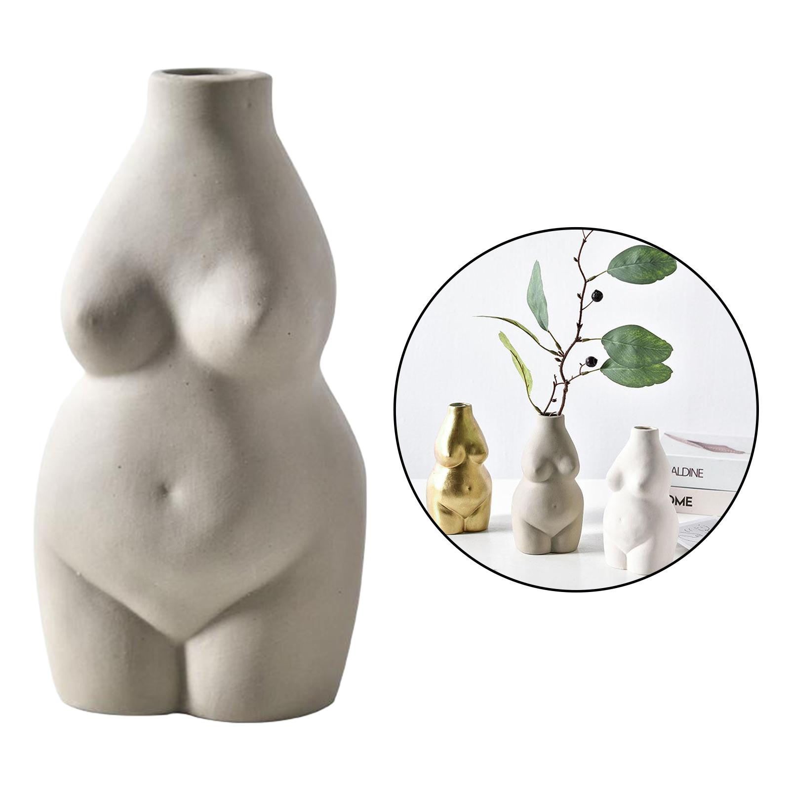 Creative Naked Chubby Women Body Shape Ceramics Flower Vase Modern Art Gray