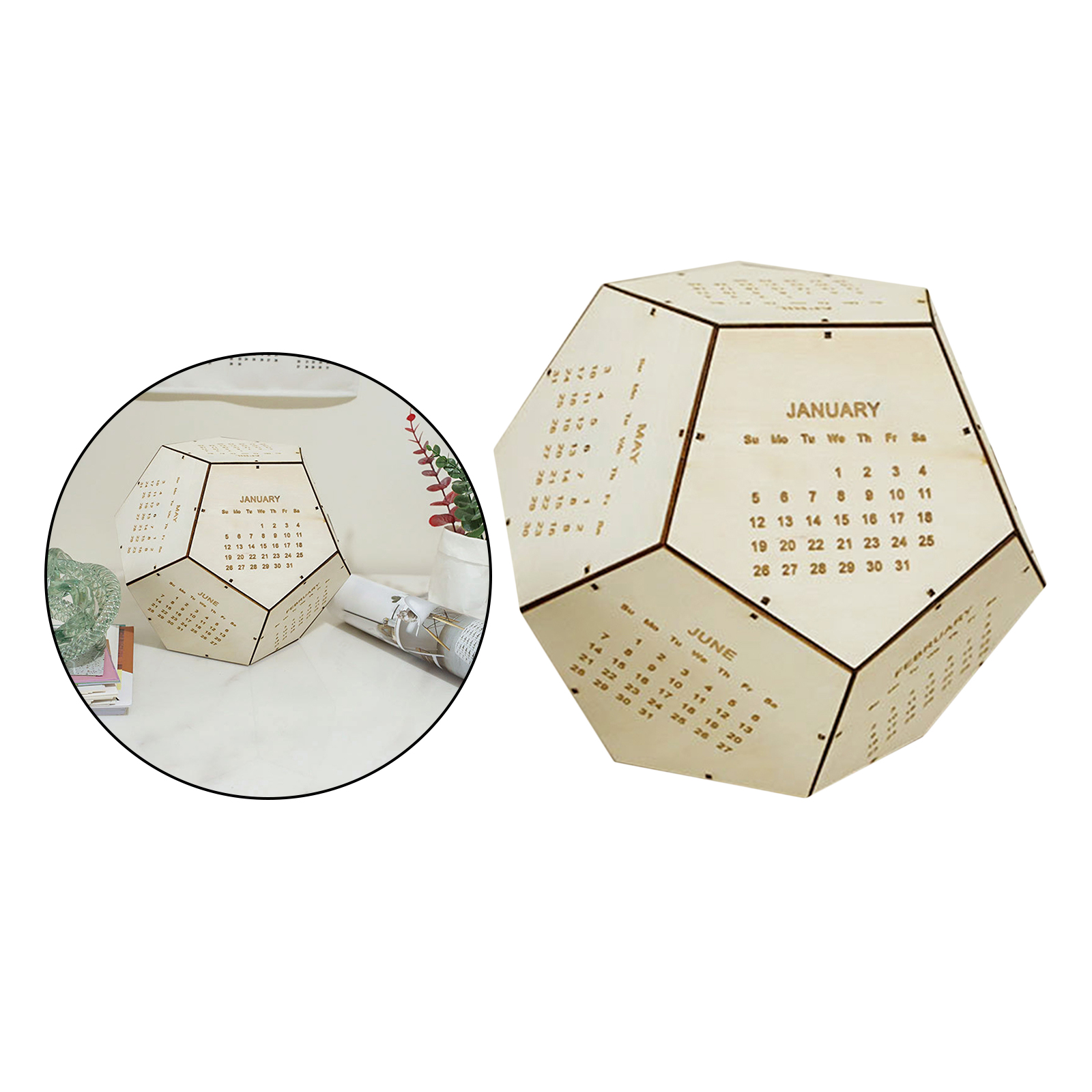 Geometric Table Calendar DIY Kit Office Home Desktop Rustic Ornament Khaki 2