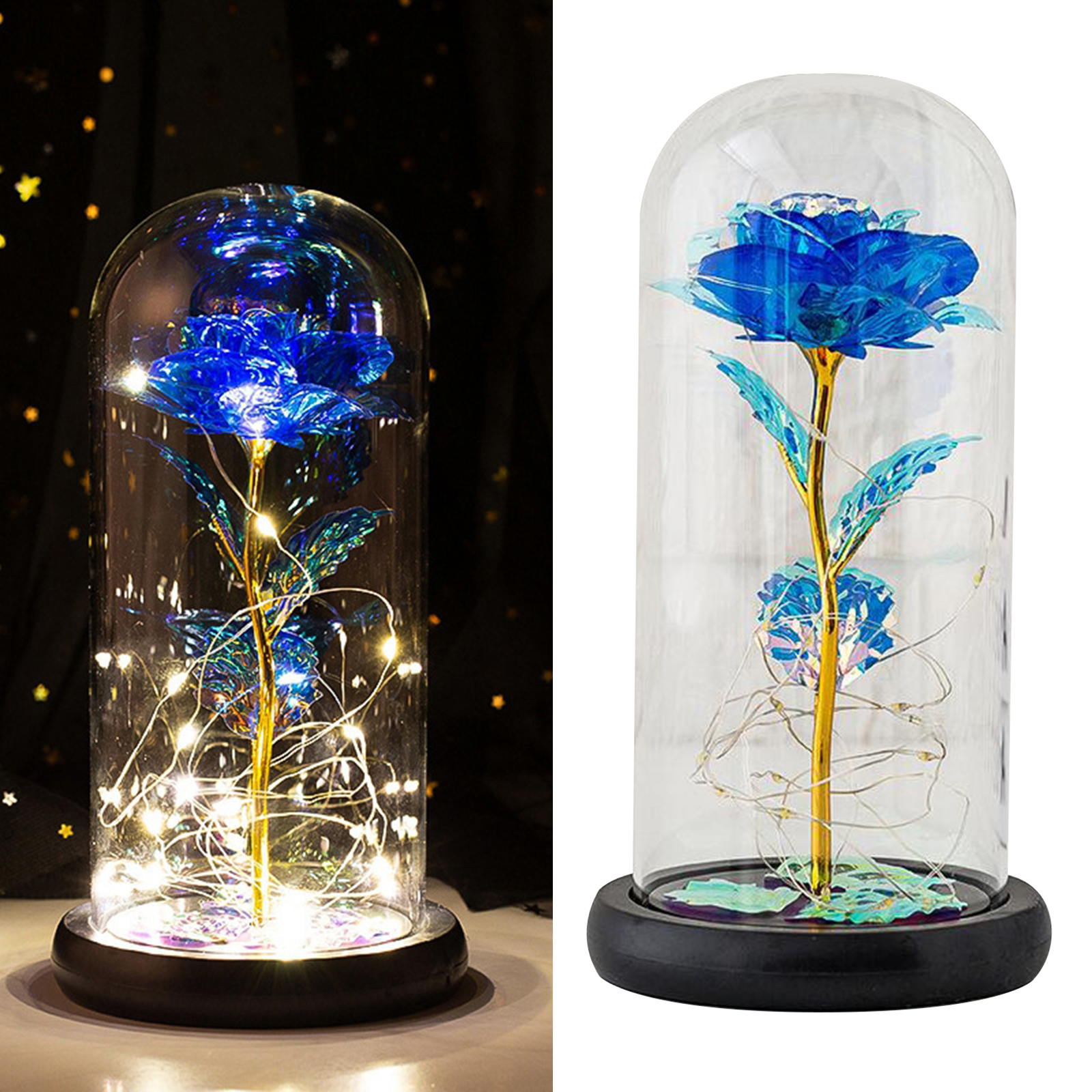 Enchanted Rose Light Artificial Flower Valentine's Day Blue+Warm Light