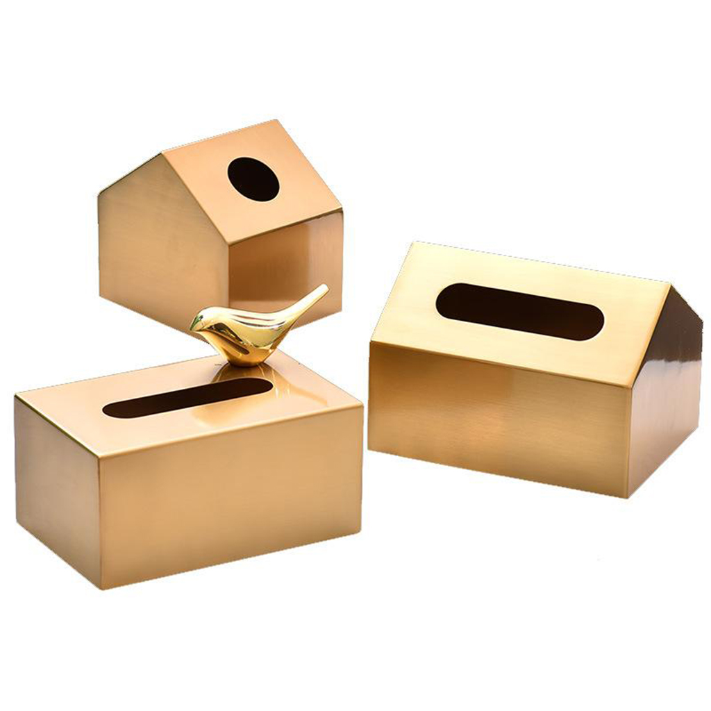 Luxury Gold Tissue Box Cover Napkin Paper Holder Case dresser Home Decor 19x12x9cm