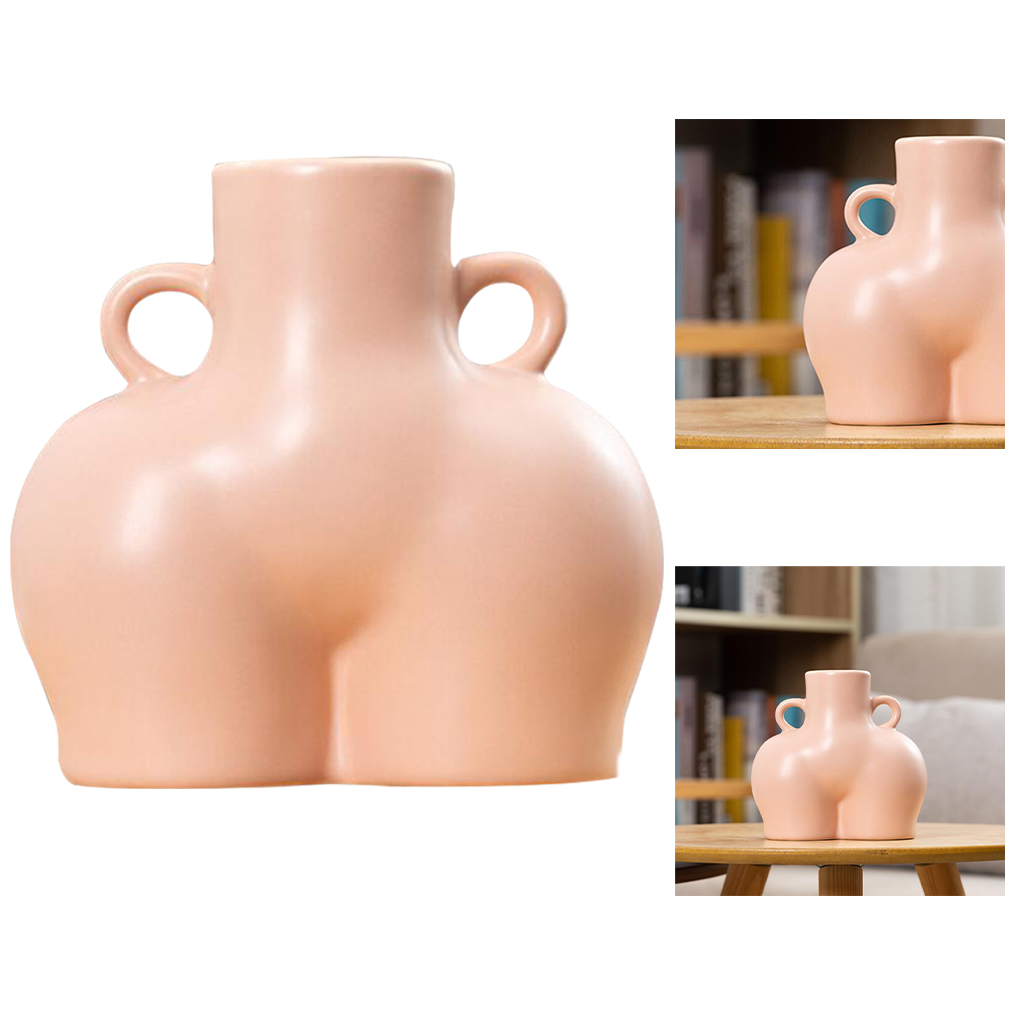 Creativity Human Vase Ceramic Butt Plant Pot Planter Pink 14x13x4cm