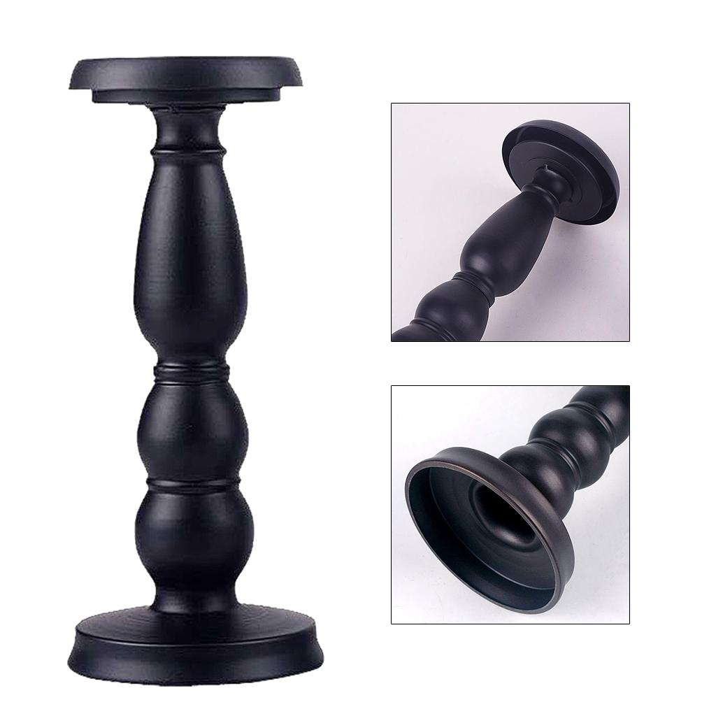 Black Simple Retro Iron Candlestick Pillar Candle Holder for Aromatherapy L