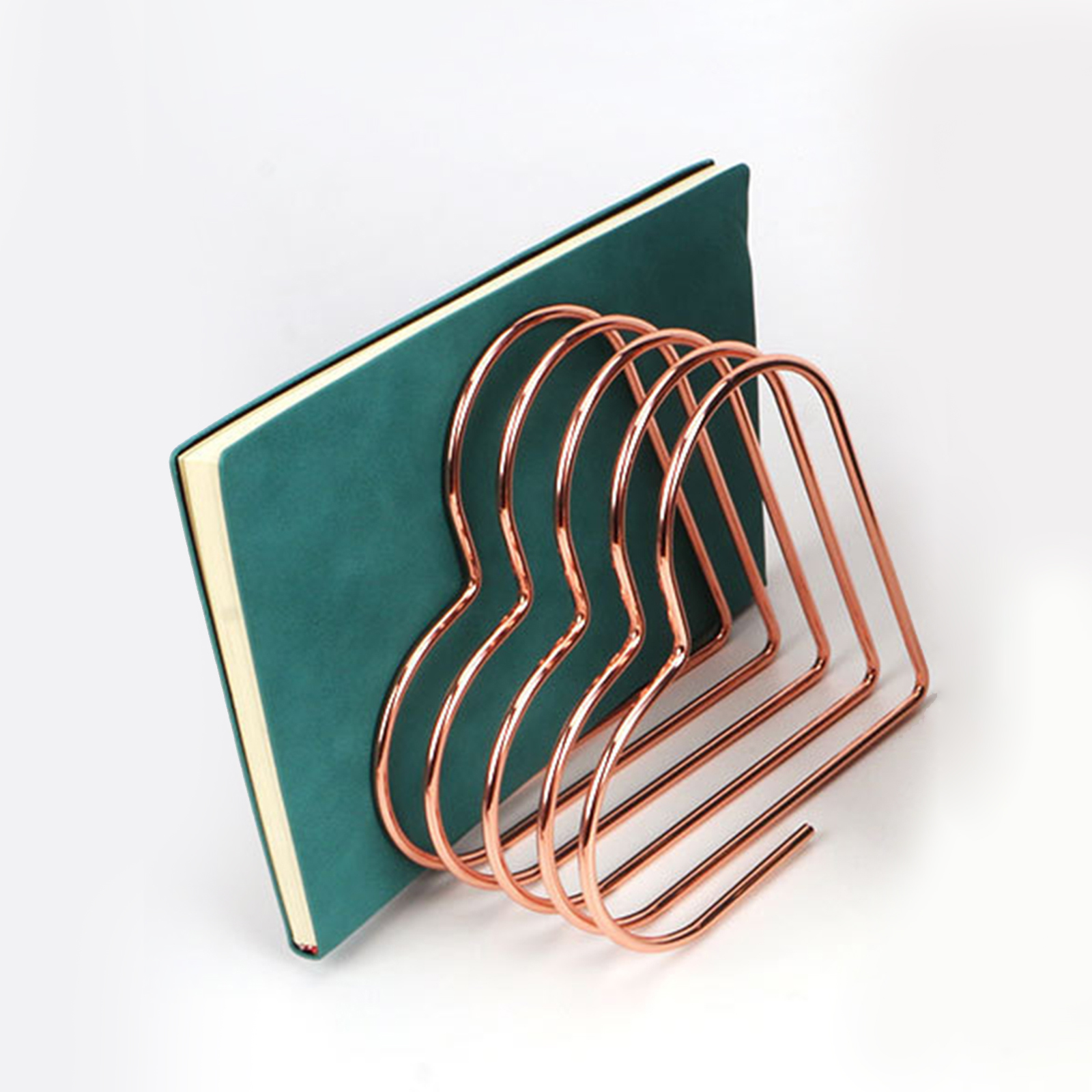 Office Iron Bookends Book Ends Supports Magazine Holder Heart Rose Gold