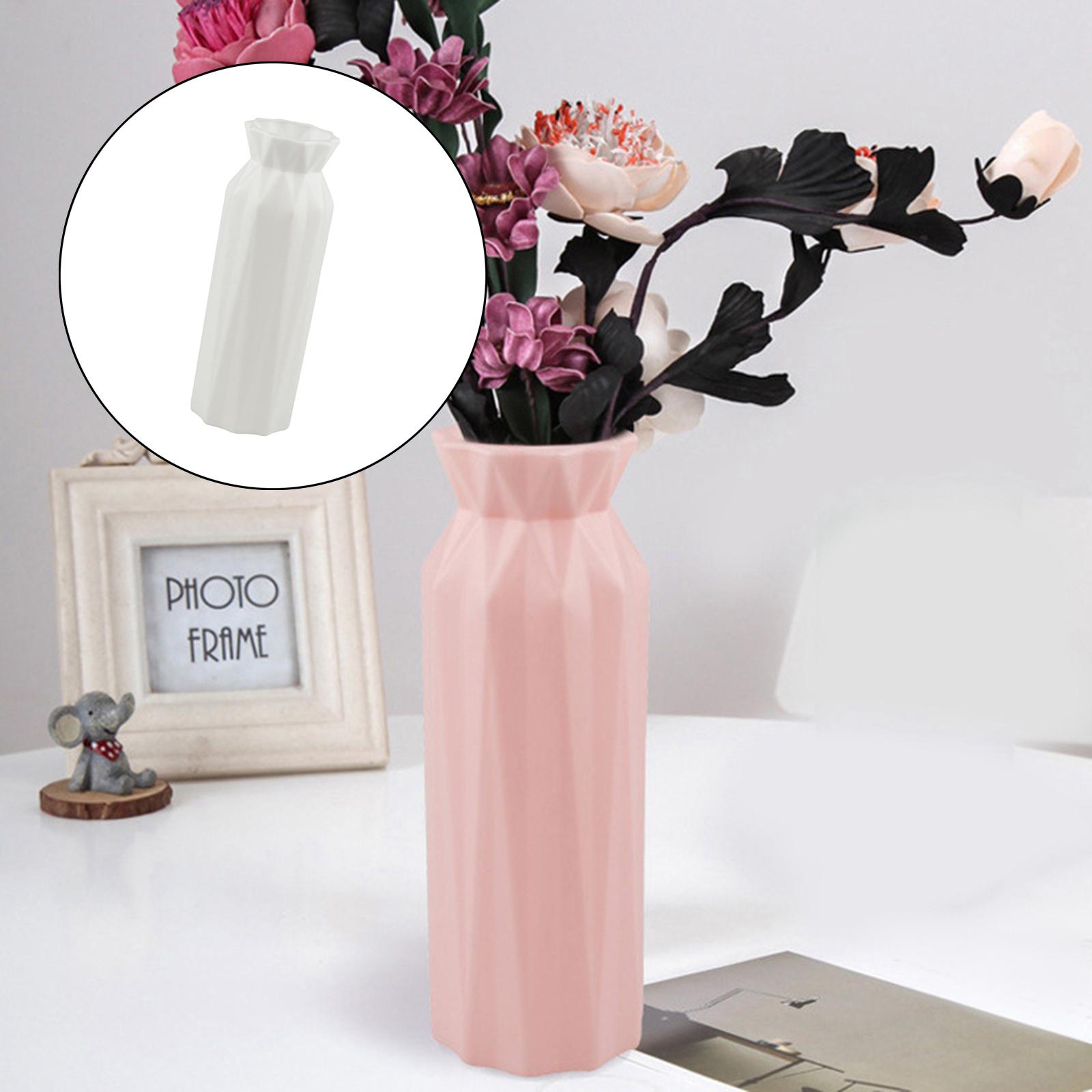 Plastic Flower Vase Home Livingroom Bud Vases Desktop Centerpiece Ornament White