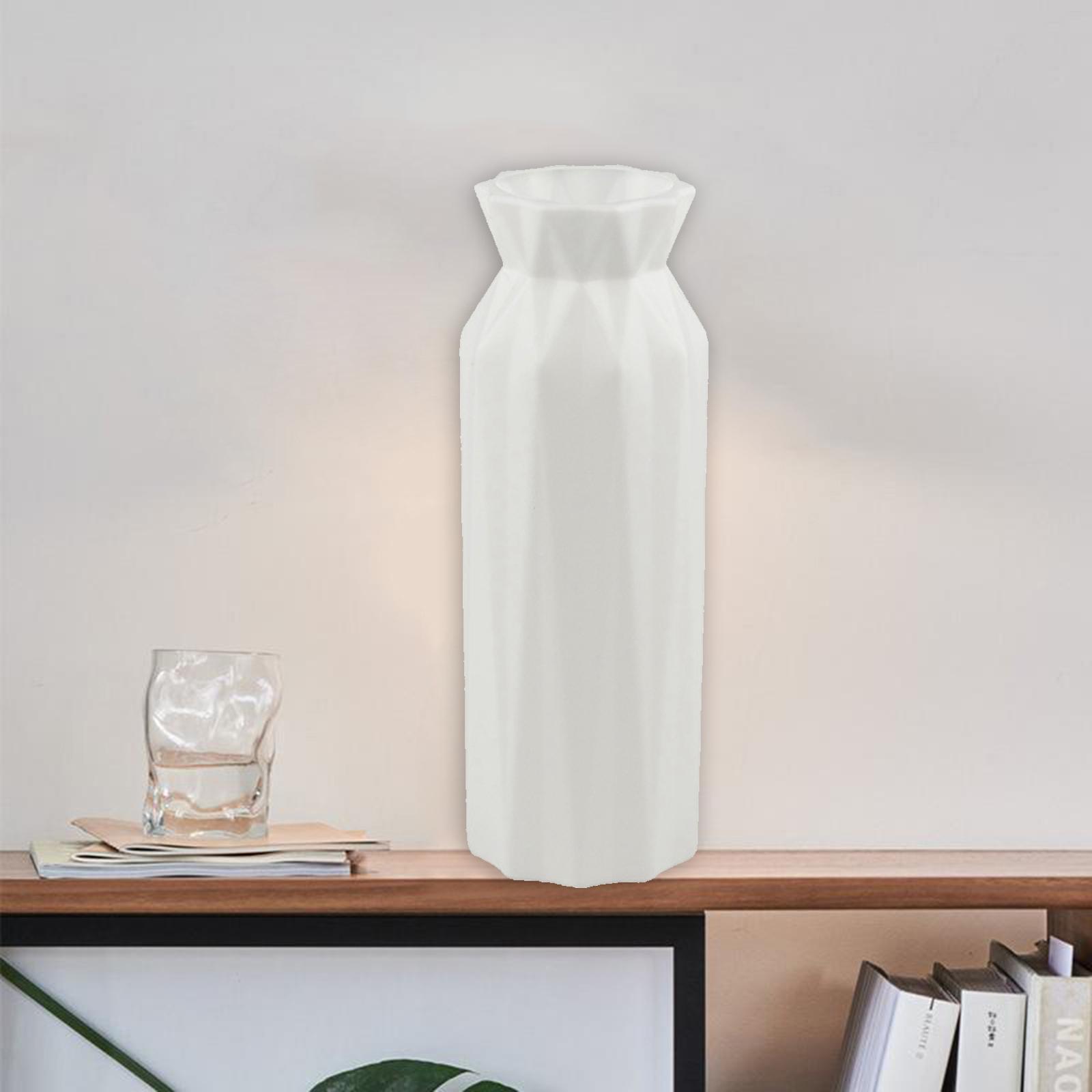 2xPlastic Flower Vase Home Livingroom Bud Vases Desktop Centerpiece Ornament White