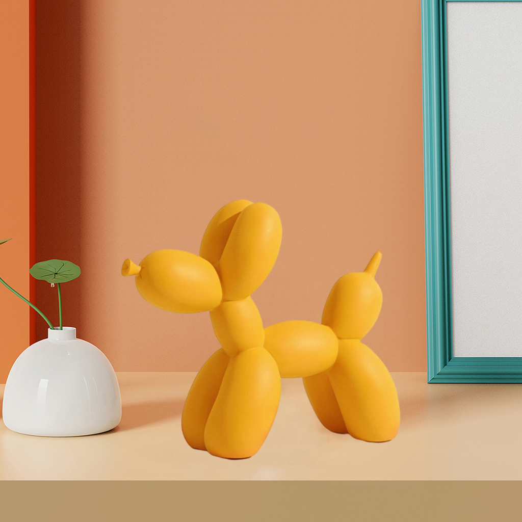 Balloon Dog Statue Animal Ornament Living Room Bookself Dog Bar Yellow