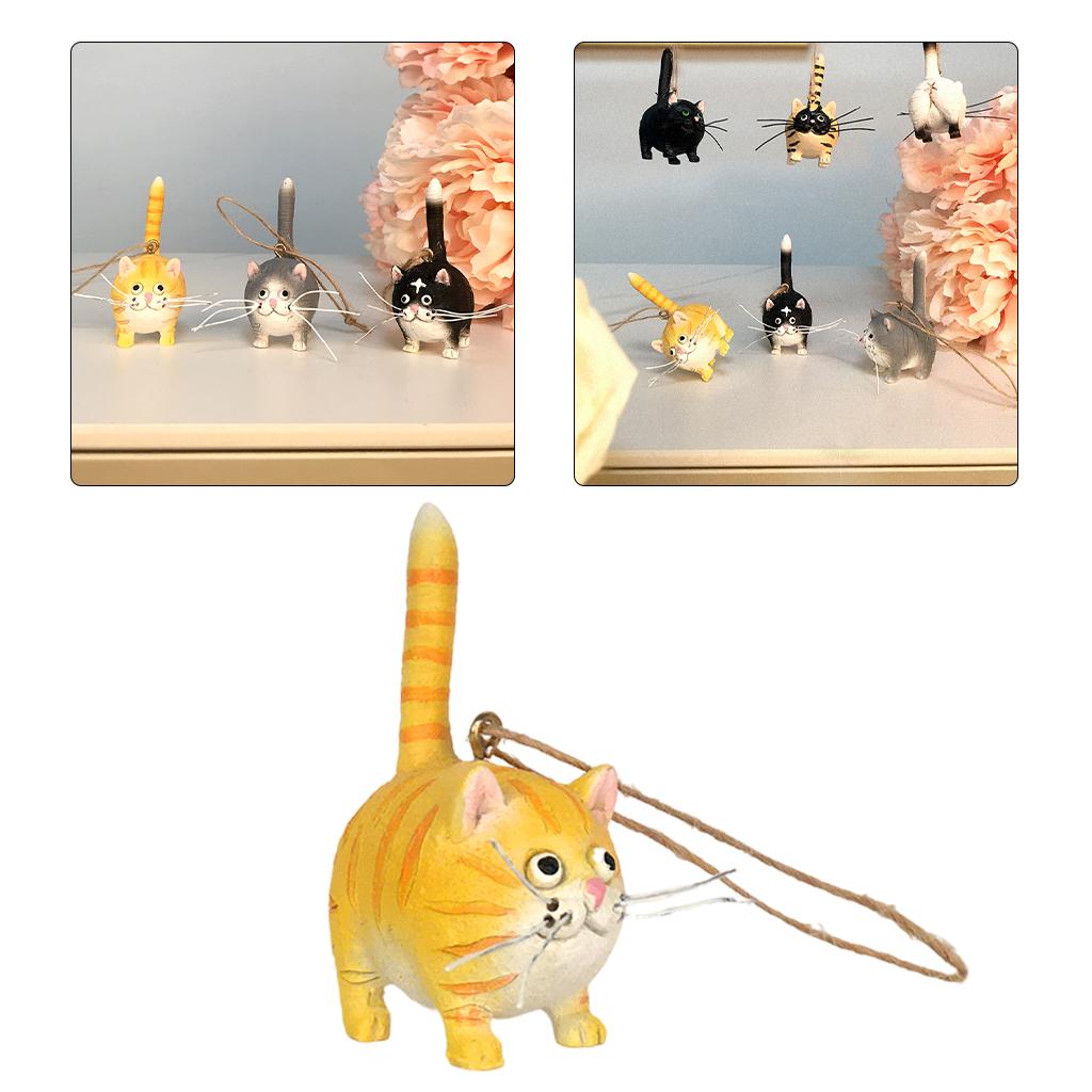 Mini Resin Cat Figurine Pendant Christmas for Car Mirror Gold