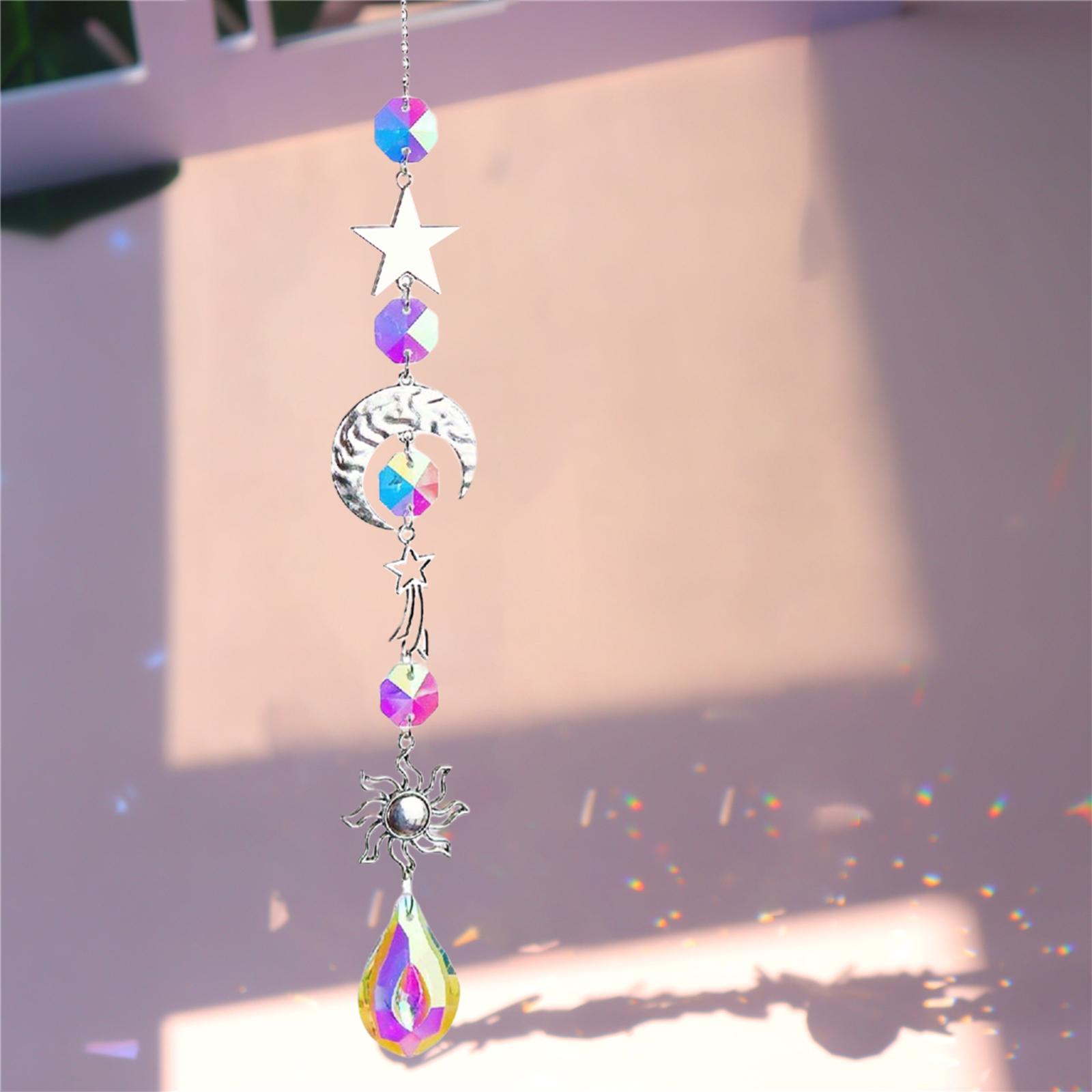 Crystal Wind Chime Hanging Sparkling Handmade Prisms Pendant A