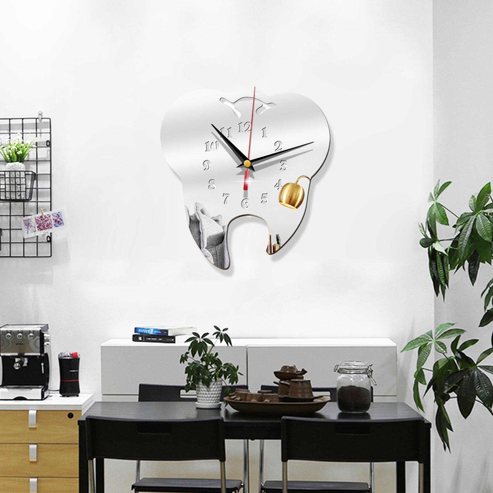 Modern Acrylic Wall Clocks Silent Decorative for Kitchen Office Silver
