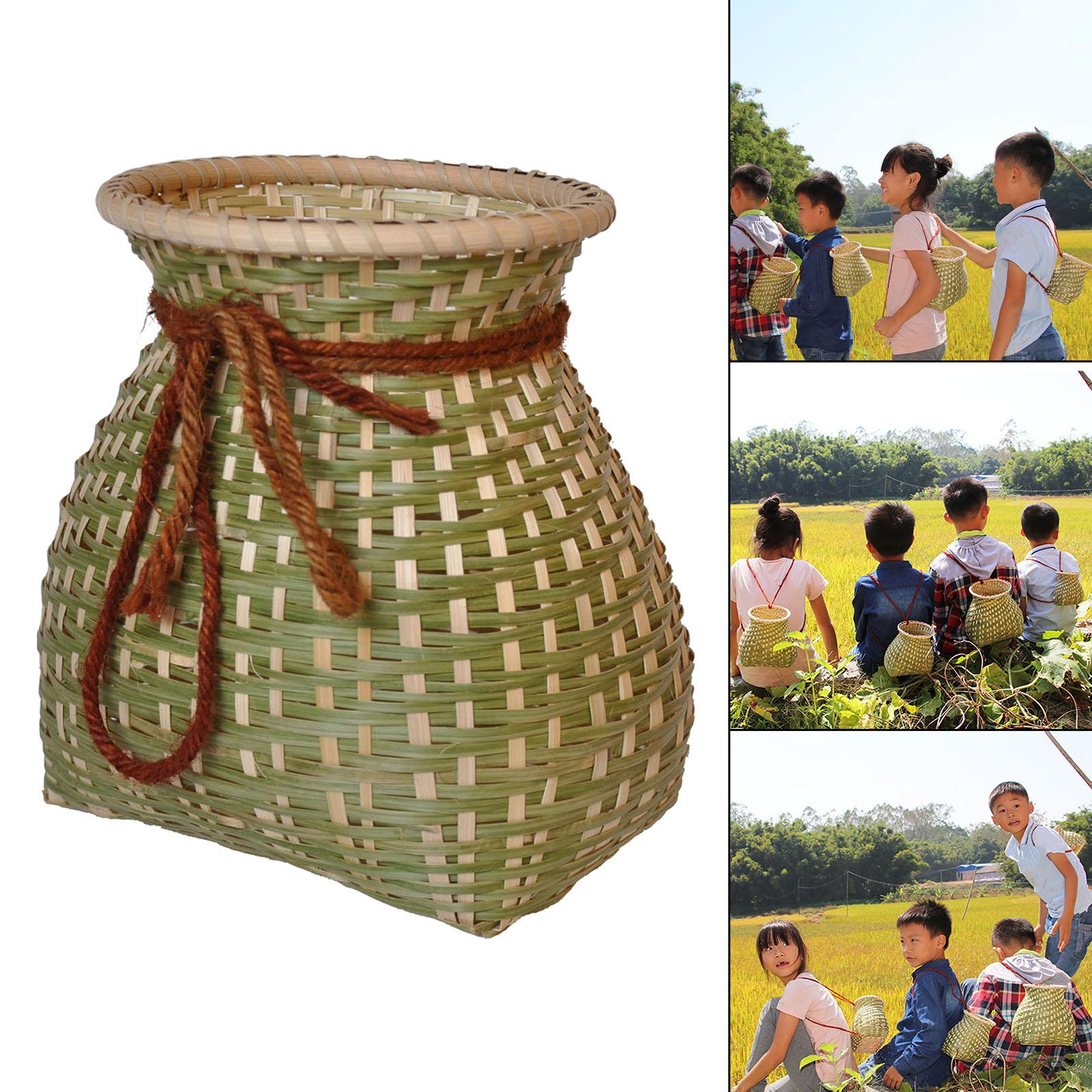 Bamboo Basket Planter Vase Organizer for Floral Arrangement Kitchen Home 12x16cm