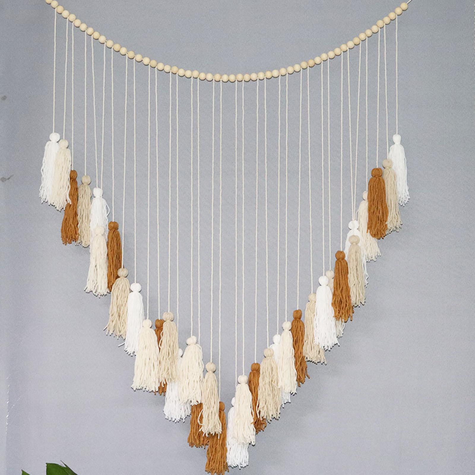 Macrame Woven Tapestry Bohemian Cotton Wall Hanging Decor for Nursery Brown