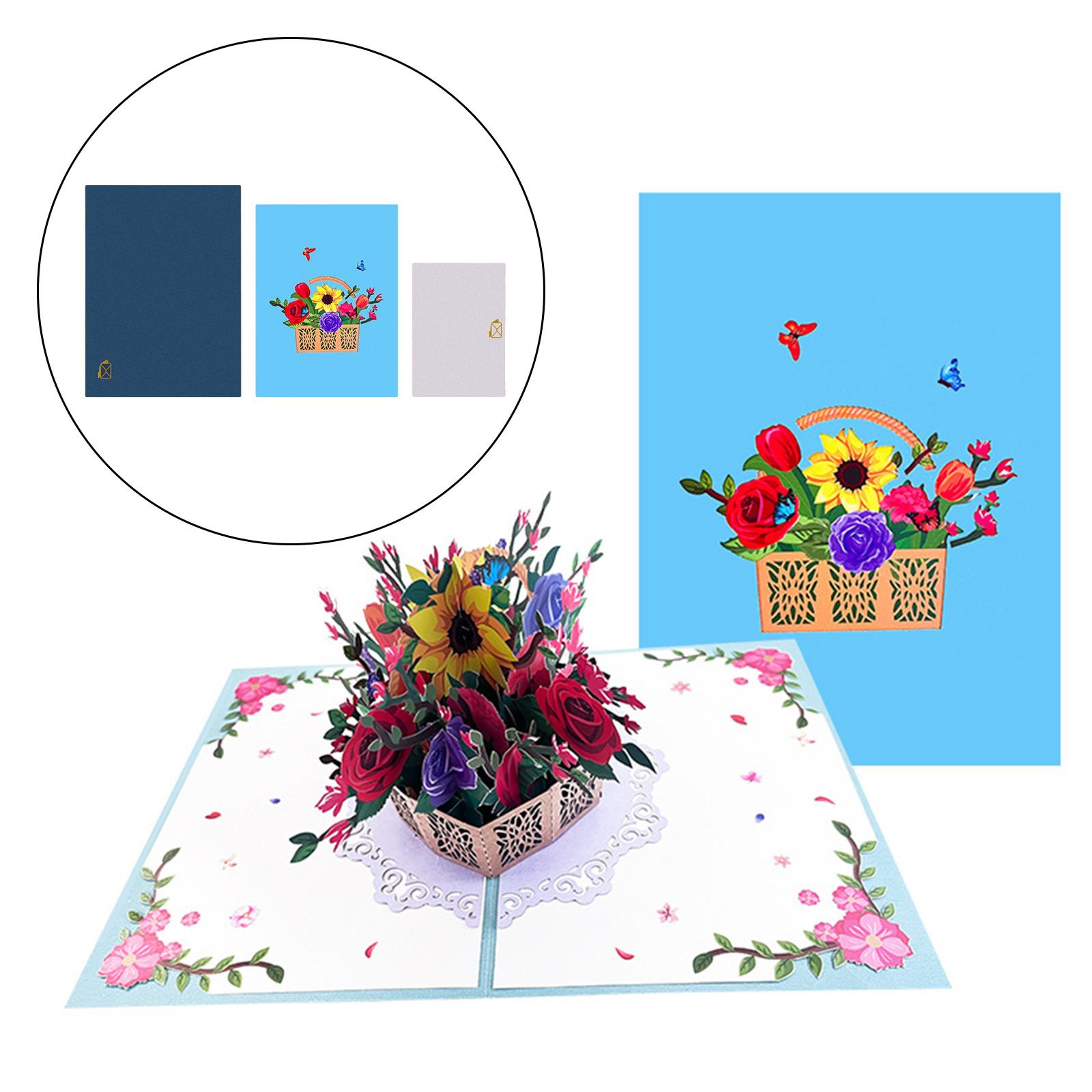 Flower Basket Pop up Card 3D Flower Card Pop up Flower Card for Mother's Day