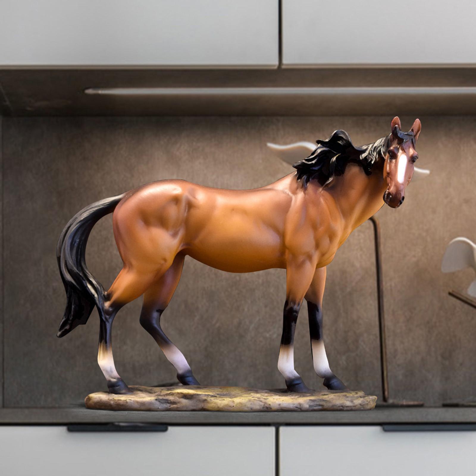 Horse Figurine Collection Tabletop Ornament for Fireplace Office Centerpiece Brown