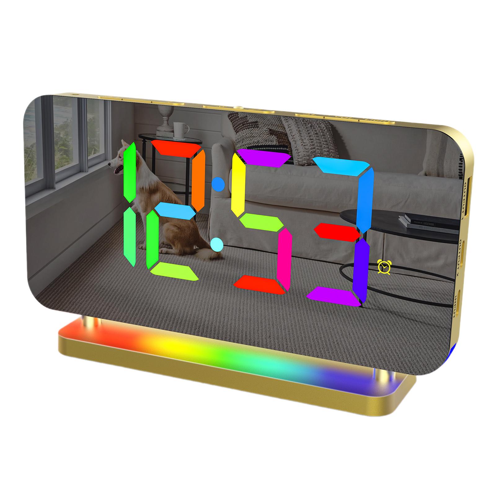 LED Digital Alarm Clock Mirror Display