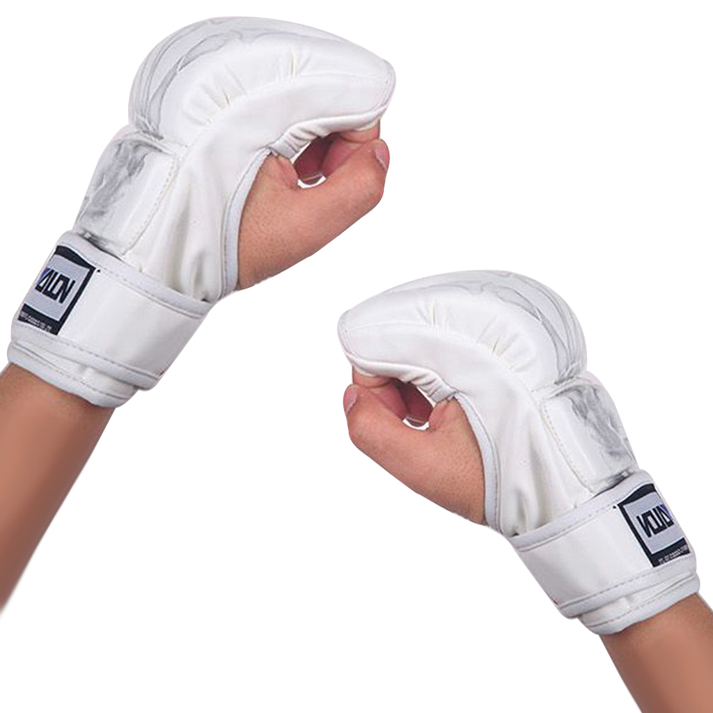 Half Finger Boxing Punching Fighting Sandbag Training Gloves - White Skull 