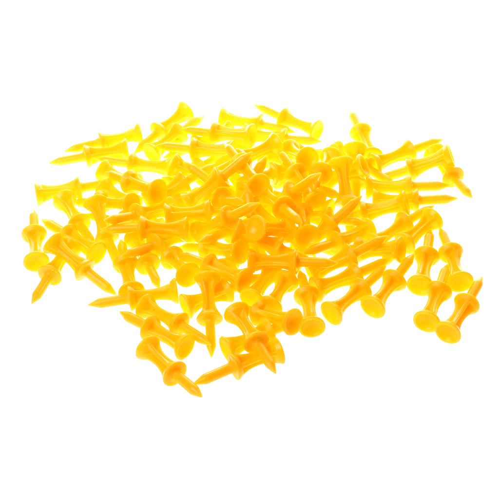 100 Pcs/Pack Professional 42mm 1.65" Plastic Castle Golf Tees Yellow