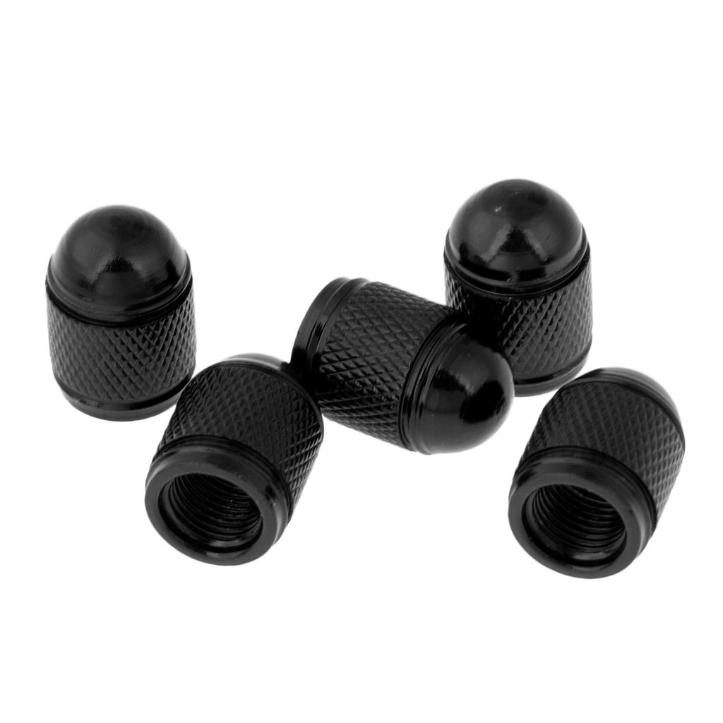 5 Pieces Aluminum Bicycle Bike Schrader Air Valve Dust Cap Cover Black