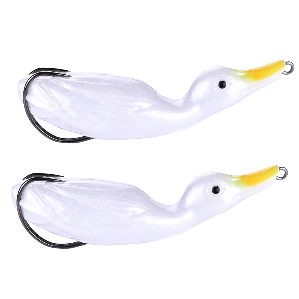 2pcs Floating Duck Lure 10.5cm Bass Bait Fishing Tackle White