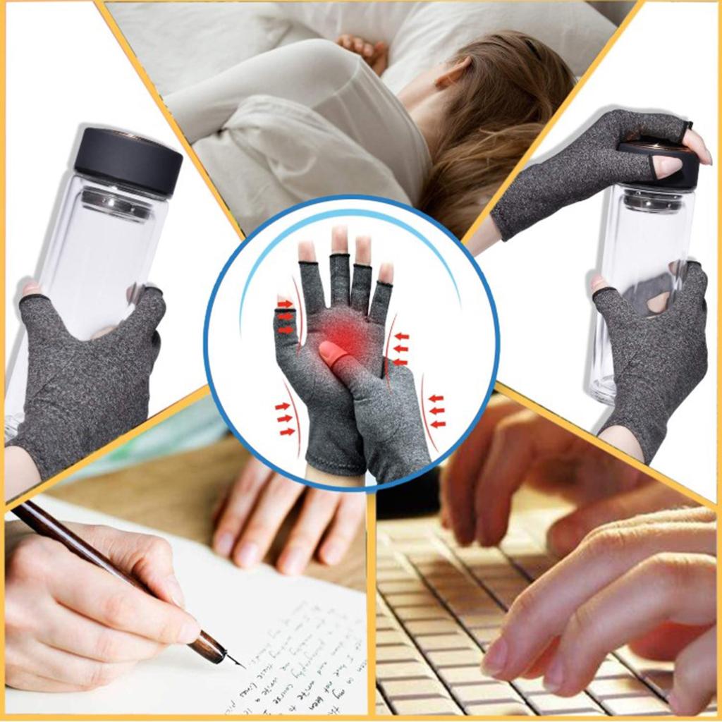 Compression Gloves Hands Arthritis Carpal Tunnel Support Brace  S Gray