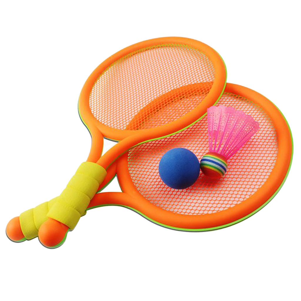 Kids Badminton Tennis Rackets Ball Set Garden Outdoor Toys Gift Orange
